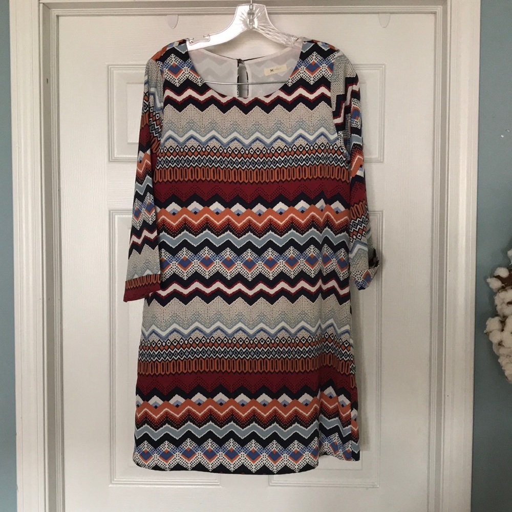 Everly aztec striped sheath dress size M